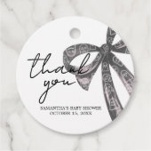 Black Bow Halloween Baby Dusche Runde Geschenkanhänger (Vorderseite)