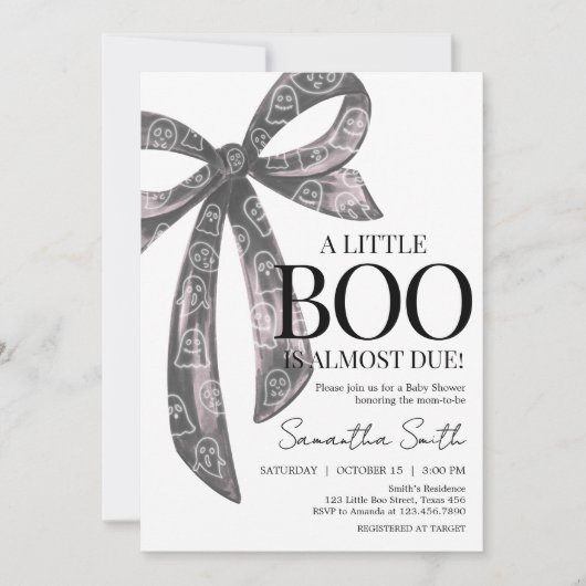 Black Bow Halloween Kinderdusche Einladung (Vorderseite)