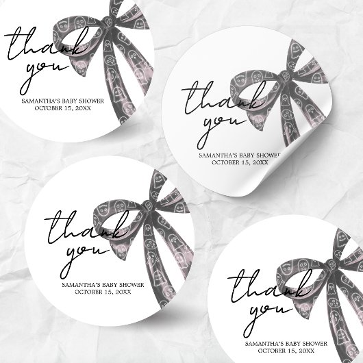 Black Bow Halloween Kinderdusche Runder Aufkleber