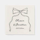 Black Bow Hand Drawn Quirky Wedding Serviette (Vorderseite)