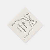 Black Bow Hand Drawn Quirky Wedding Serviette (Ecke)