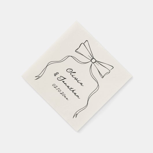 Black Bow Hand Drawn Quirky Wedding Serviette (Ecke)