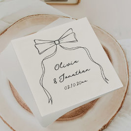 Black Bow Hand Drawn Quirky Wedding Serviette