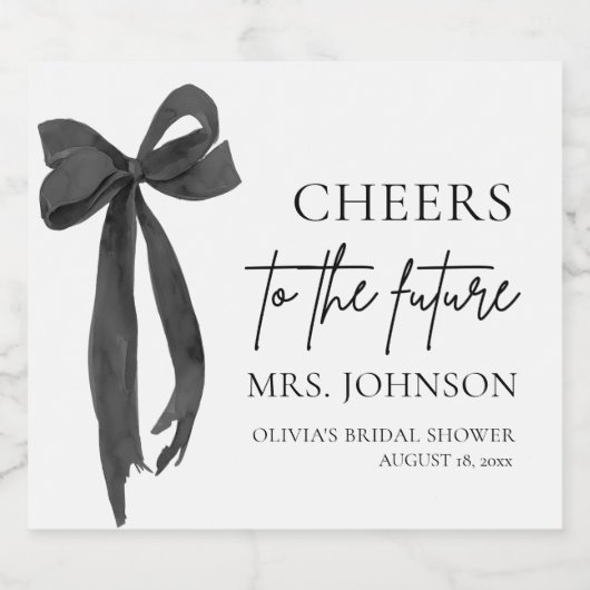 Black Bow jubelt für das zukünftige Brautparty Schaumweinetikett (Einzelnes Label)