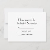 Black Bow Krawatte and White Pearls Wedding RSVP C (Rückseite)