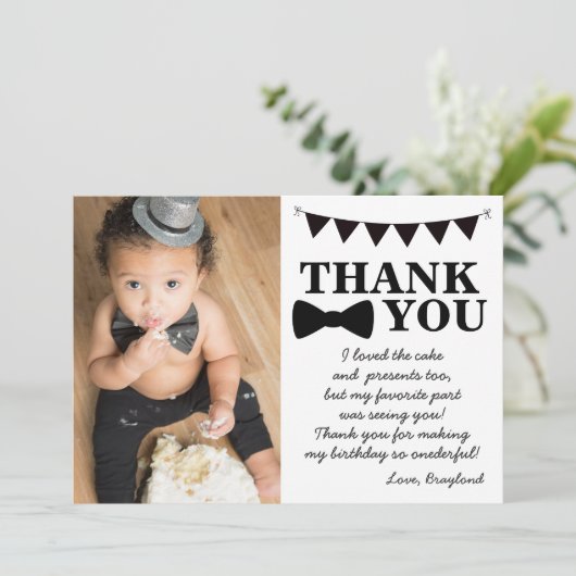 Black Bow Krawatte Danke-Card Dankeskarte (Stehend Vorderseite)