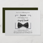 Black Bow Krawatte Geburtstag Einladung (Vorne/Hinten)