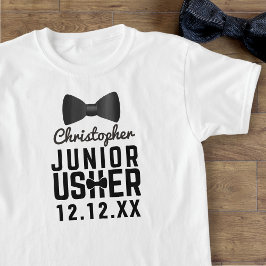 Black Bow Krawatte Junior Usher Attendant White T  T-Shirt
