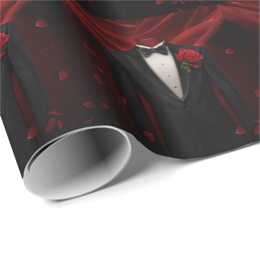 Black Bow Krawatte mit Rote Rose Tuxedo Geschenkpapier (Rolleneckpunkt)