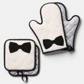 Black Bow Krawatte Oven Mitt und Pot Holder Ofenhandschuh & Topflappen-Set (Vorderseite/Rückseite)