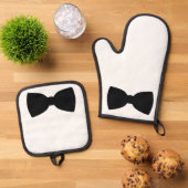 Black Bow Krawatte Oven Mitt und Pot Holder Ofenhandschuh & Topflappen-Set (Oben Unten)