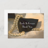 Black Bow Krawatte Pearls Hochzeit flach Vielen Da Einladung (Vorne/Hinten)