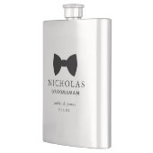 Black Bow Krawatte Trauzeuge Personalisiert Hochze Flachmann (Links)