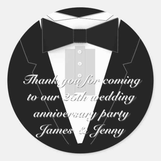 Black Bow Krawatte Tuxedo Runder Aufkleber (Vorderseite)