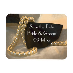 Black Bow Krawatte White Pearls Hochzeit Speichern Magnet