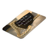 Black Bow Krawatte White Pearls Hochzeit Speichern Magnet (Linke Seite)