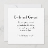 Black Bow Krawatte White Pearls Hochzeit Speichern Save The Date (Rückseite)