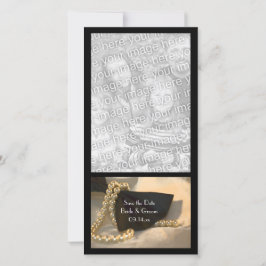 Black Bow Krawatte White Pearls Hochzeit Speichern Save The Date