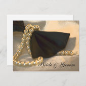 Black Bow Krawatte White Pearls Verlobung Ankündig Ankündigung (Vorne/Hinten)