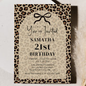 Black Bow Leopard Cheetah Birthday Invitation Einladung