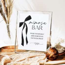 Black Bow Mimosa Bar Brautparty Signa Poster