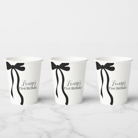 Black Bow Minimalist 1st Birthday Party Pappbecher (Multi)