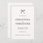 Black Bow Minimalistisch Elegant Save the Date Einladung (Vorne/Hinten)