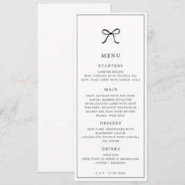 Black Bow Minimalistisch Elegante Wedding Menu Menükarte