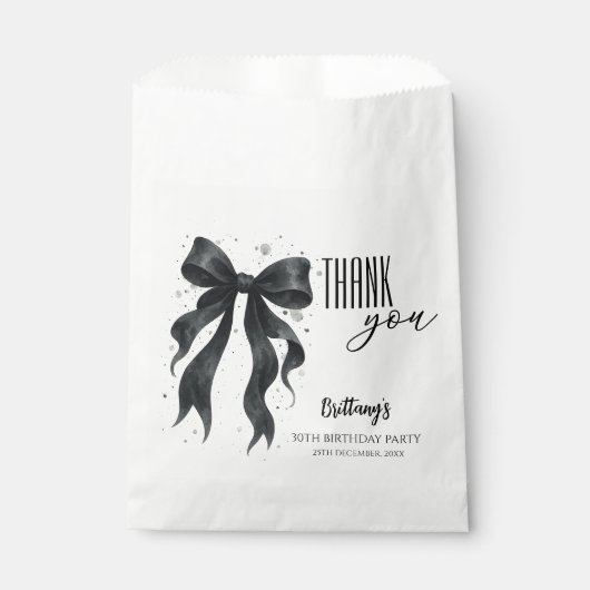 Black Bow Modern 30th Birthday  Geschenktütchen (Vorderseite)