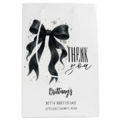 Black Bow Modern 30th Birthday Mittlere Geschenktüte (Vorderseite)