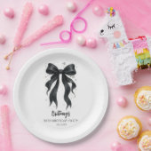 Black Bow Modern 30th Birthday  Pappteller (Party)