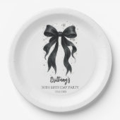 Black Bow Modern 30th Birthday  Pappteller (Vorderseite)