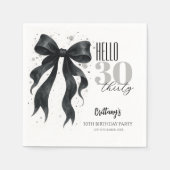 Black Bow Modern 30th Birthday  Serviette (Vorderseite)