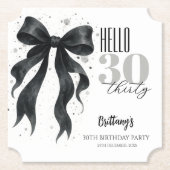 Black Bow Modern 30th Birthday Untersetzer (Vorderseite)