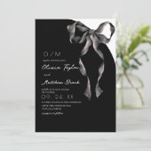  Black Bow Modern and Classic Wedding Einladung (Stehend Vorderseite)