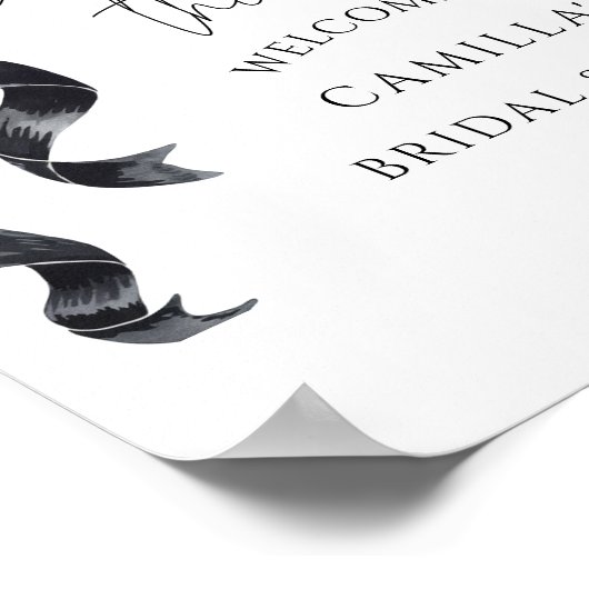Black Bow Modern Brautparty Willkommen Poster (Ecke)