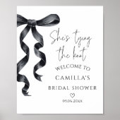 Black Bow Modern Brautparty Willkommen Poster (Vorne)