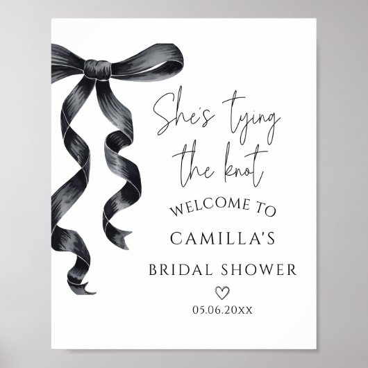 Black Bow Modern Brautparty Willkommen Poster (Vorne)
