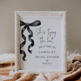 Black Bow Modern Brautparty Willkommen Poster