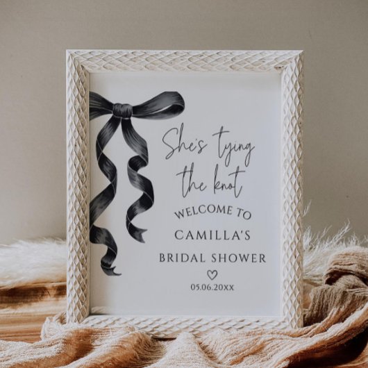 Black Bow Modern Brautparty Willkommen Poster