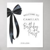 Black Bow Modern Geburtstag Willkommen Poster (Vorne)