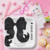 Black Bow Modern Graduation  Pappteller (Party)