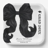 Black Bow Modern Graduation  Pappteller (Vorderseite)
