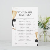 Black Bow Pearls & Prosecco Brautparty Briefpapier (Stehend Vorderseite)