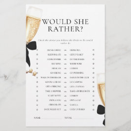 Black Bow Pearls & Prosecco Brautparty Briefpapier