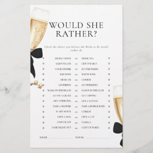 Black Bow Pearls & Prosecco Brautparty Briefpapier