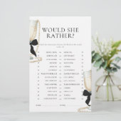 Black Bow Pearls & Prosecco Bridal Shower Game Briefpapier (Stehend Vorderseite)