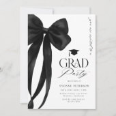 Black Bow Photo Graduation Invitation Einladung (Vorderseite)