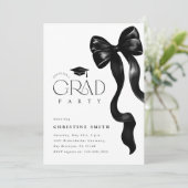 Black Bow Photo Graduation Party Invitation Einladung (Stehend Vorderseite)