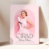 Black Bow Pink Grad Party Einladung